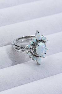 Thumbnail for 925 Sterling Silver Opal Ring - T - SIZES 5 THRU 10 - 1 COLOR -