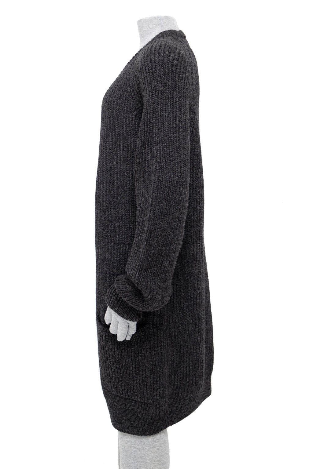 Cabin Measures - Heavy Knit Alpaca Wool Sweater Coat in Carbon -