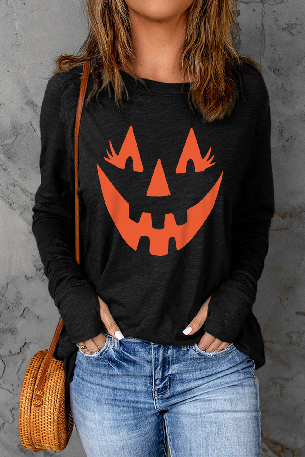 Halloween Pumpkin Face Graphic T-Shirt - T - 1 COLOR -