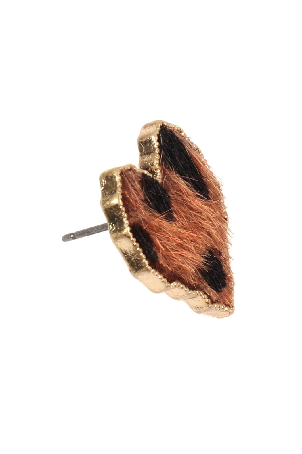 Heart Leopard Leather Post Earrings - 3 COLORS -