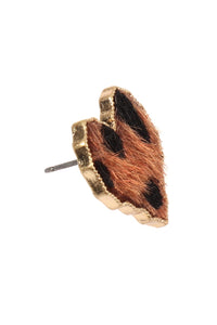 Thumbnail for Heart Leopard Leather Post Earrings - 3 COLORS -