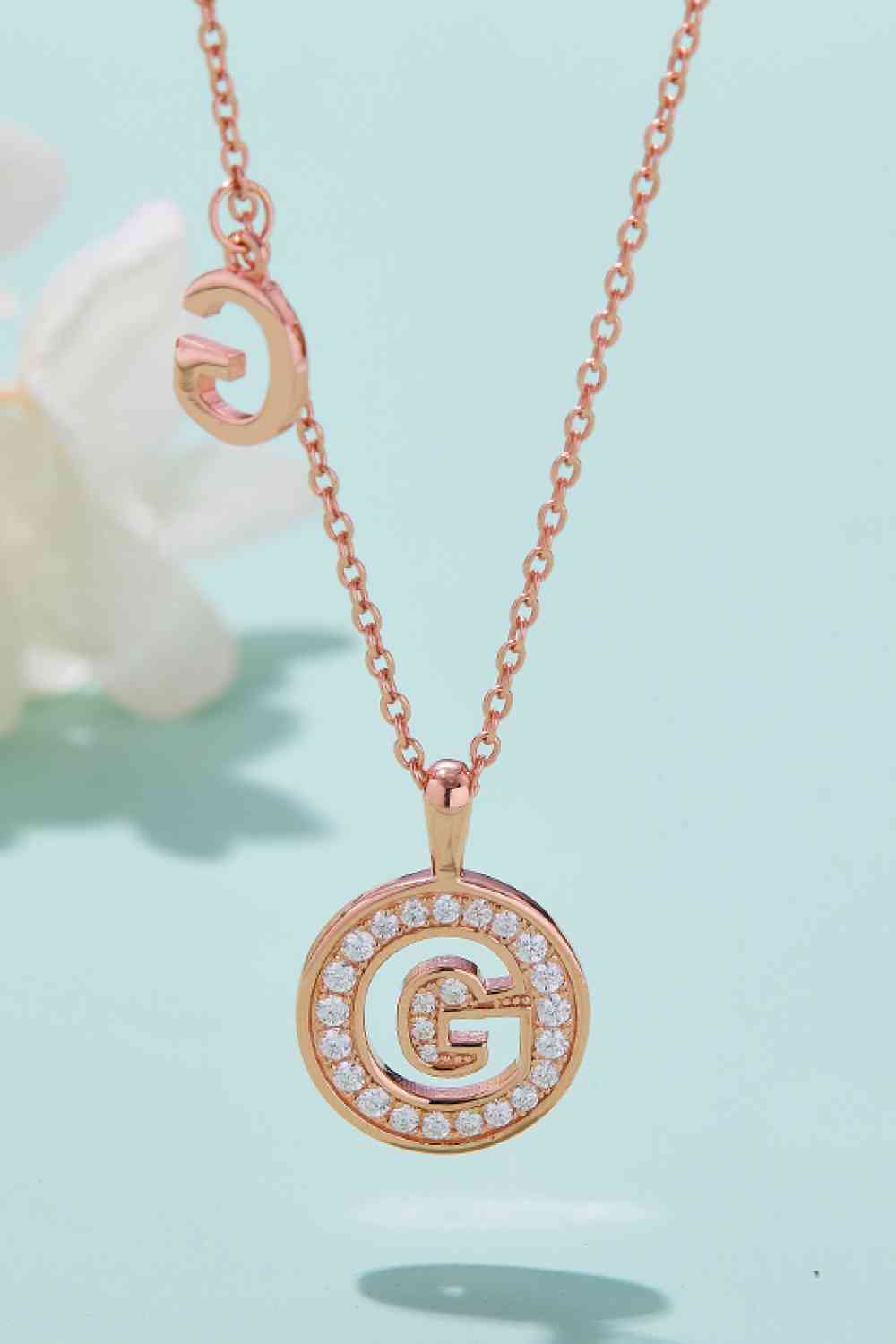 Moissanite A to J Initial Pendant Necklace