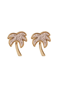 Thumbnail for Metal Druzy Palm Tree Post Earrings - 4 COLORS -