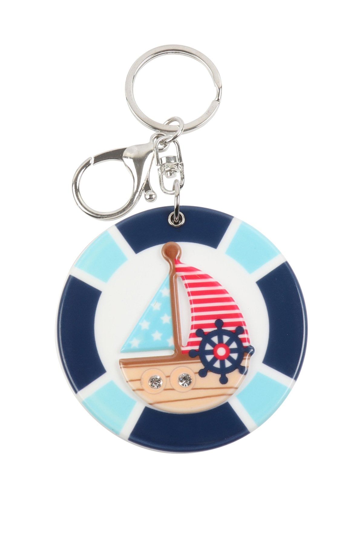 Sail Boat With Mirron Keychain -