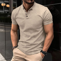 Thumbnail for New Men's Button Henley Collar Sports Polo Shirt - K - 5 COLORS -