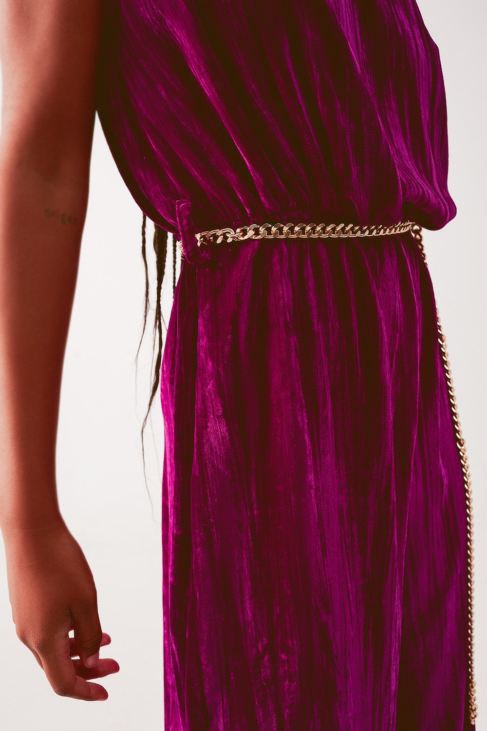 Q2 - Cord Waist Belt Jumpsuit in Purple - 1 COLOR -