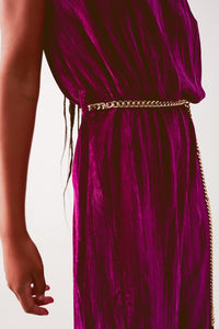 Thumbnail for Q2 - Cord Waist Belt Jumpsuit in Purple - 1 COLOR -