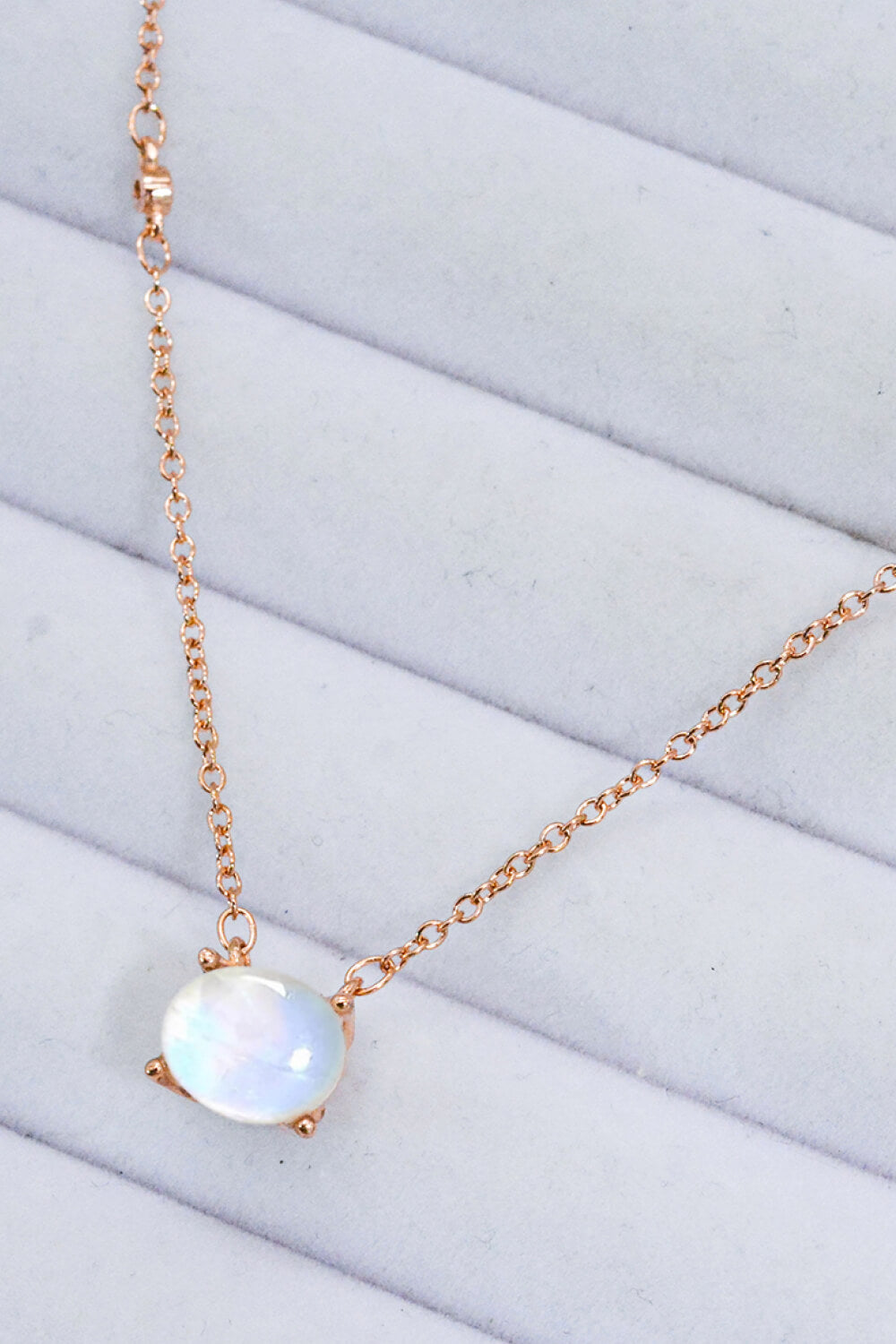 Geometric Moonstone Pendant Necklace - T - 2 FINISHES -