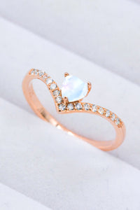 Thumbnail for Moonstone Heart-Shaped Ring - T - SIZES 6 THRU 9 - 2 FINISHES -