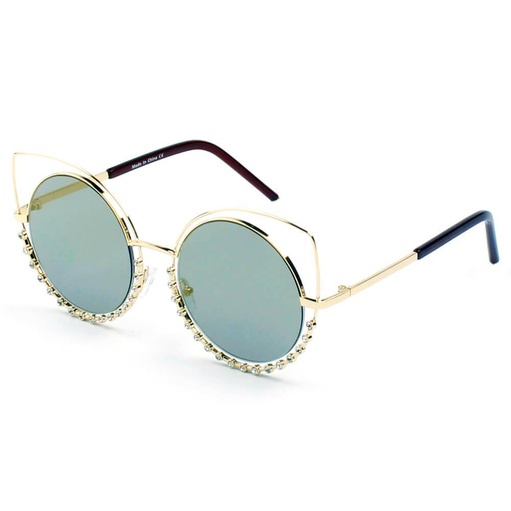 Holland | A21 - Designer Pearl-Studded Cut-Out Cat Eye Princess Sunglasses - 5 COLORS -