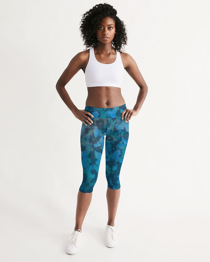 FYC - Women's Active Comfort Ocean Camo Mid-Rise Capri Leggings - 1 COLOR -