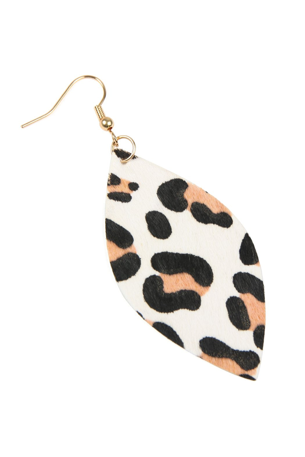 Riah Fashion - Leopard Marquise Leather Hook Earrings - 4 LEOPARD COLORS -