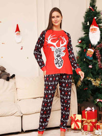 Thumbnail for WOMEN Full Size Reindeer Graphic Top and Pants Set - T -