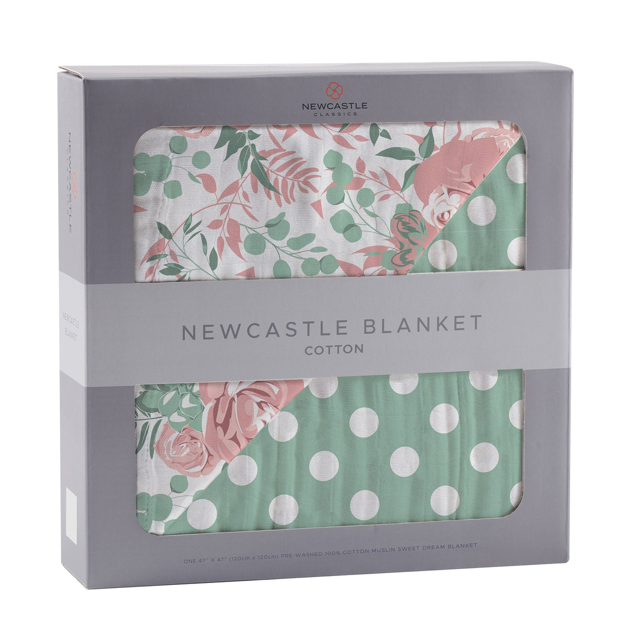 Newcastle - Desert Rose & Jade Polka Dot Cotton Muslin Blanket -