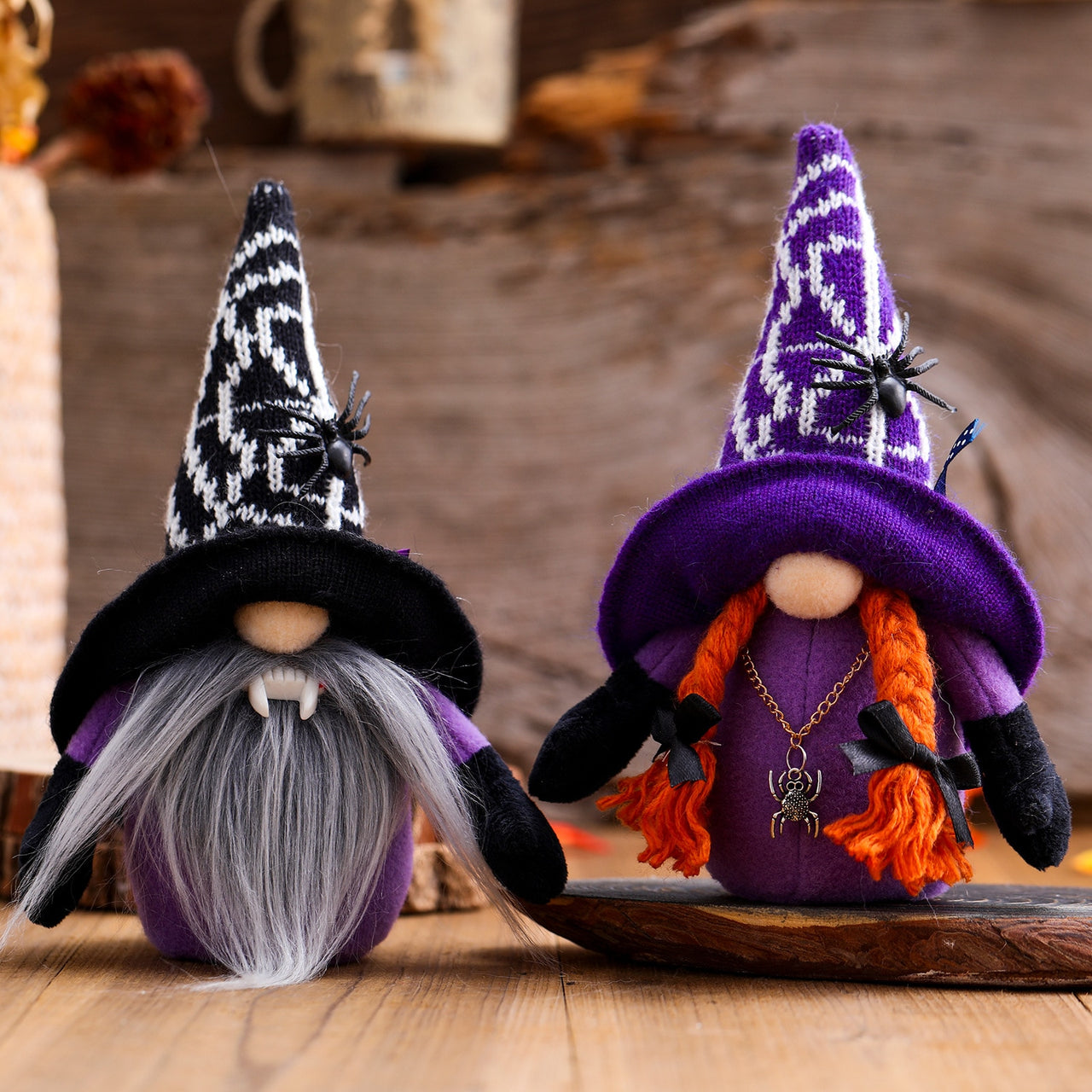 Halloween, Broomstick, Top Hat - Vampire & Witch Gnome Ornaments - Cute - 8.27" - [14-20 DAY DELIVERY] - 2 TYPES -