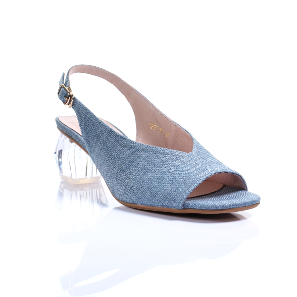 Crystal Clear Heel Open Toe Pumps (Light Blue)