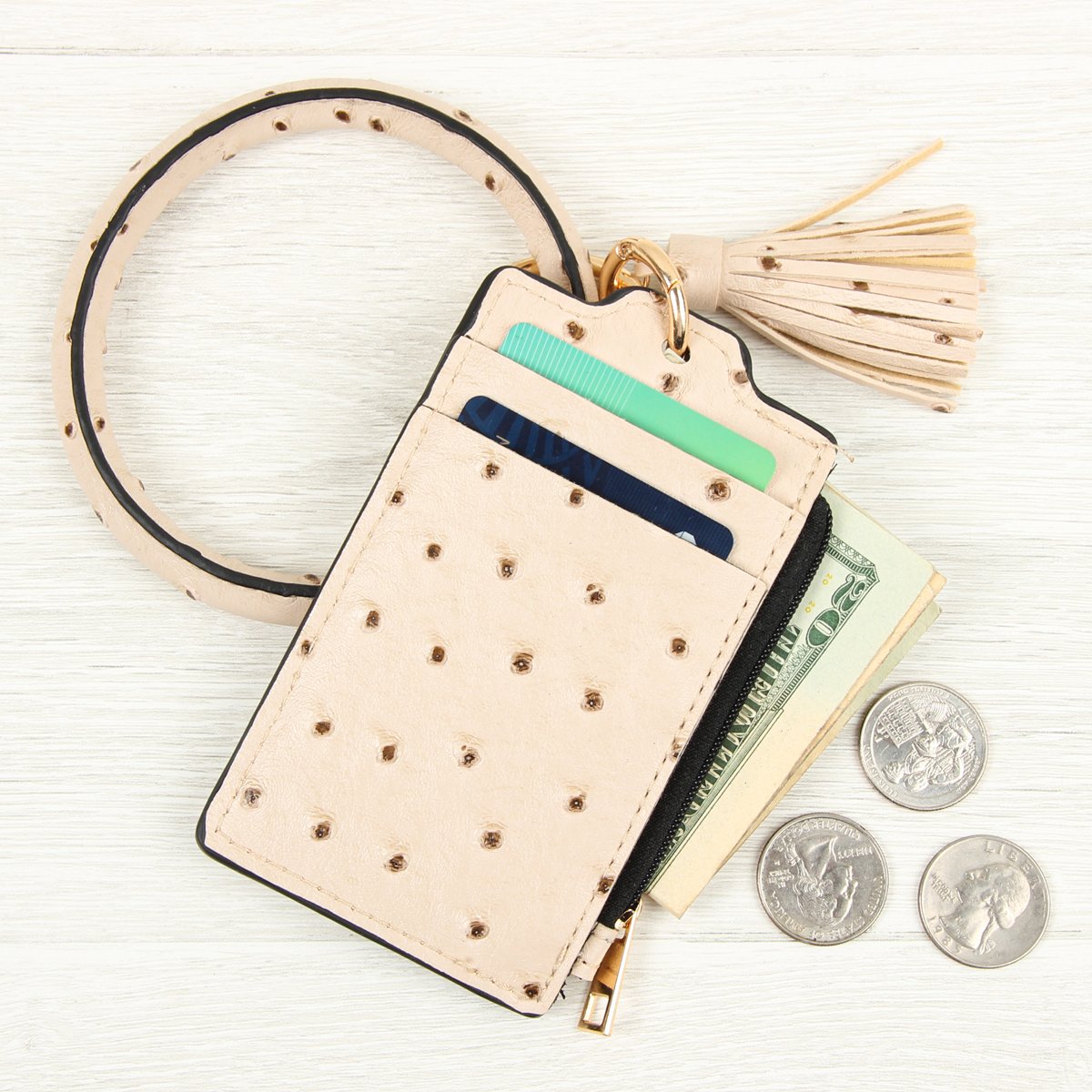 Riah Fashion - Ostrich Id Card Keychain - 5 COLORS -