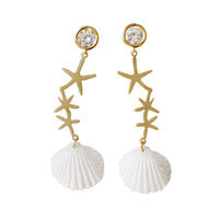 Thumbnail for Crystal Star Porcelain Seashell Earrings -