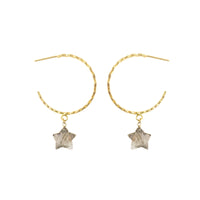 Thumbnail for Gena Myint - Rhudilated Quartz Star Hammered Hoop Earrings -