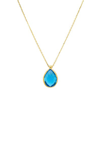 Thumbnail for LATELITA - Petite Drop Necklace Gold Blue Topaz Hydro -