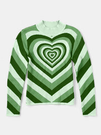 Thumbnail for Heart Mock Neck Long Sleeve Sweater - T - 4 COLORS -