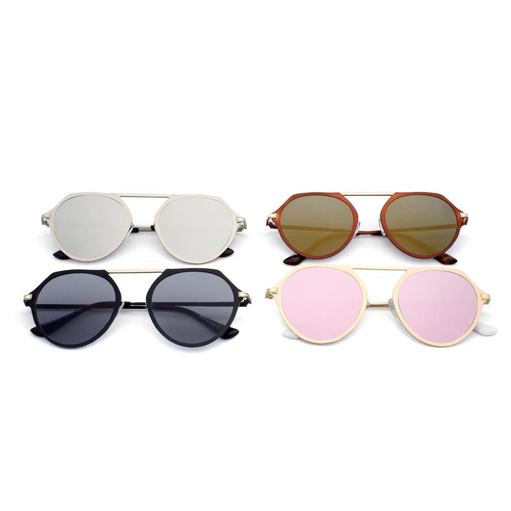 Dresden | A19 - Modern Flat Top Slender Round Sunglasses - 5 COLORS -