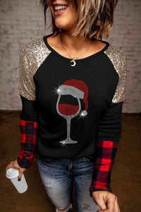 Thumbnail for Graphic Sequin Long Sleeve T-Shirt - T - 1 COLOR -