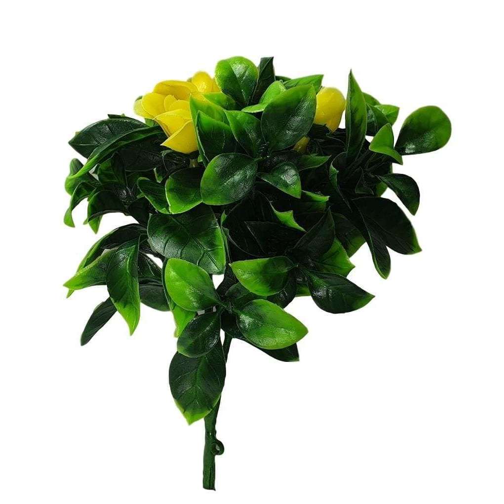 5 Pack Flowering Yellow Rose Stem UV Resistant 30cm -