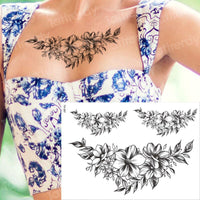 Thumbnail for Temporary Tattoos - Black Flower Tattoo Sleeves -Water Transfer Tatoo - Peony Rose Tattoos - Body Art - Girls Arm Tattoos - [8 DAY DELIVERY] - 25 DESIGNS -