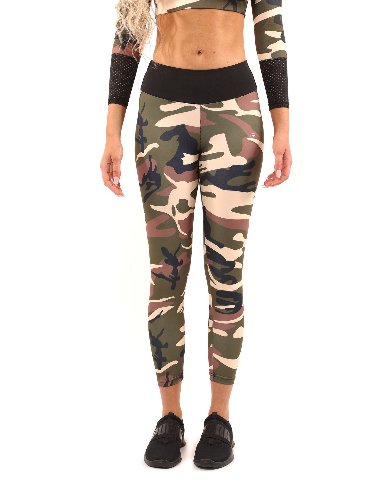 Savoy - Virginia Camouflage Set - Leggings & Sports Bra - Brown/Green - 2 PCS. - 1 CAMO COLOR -