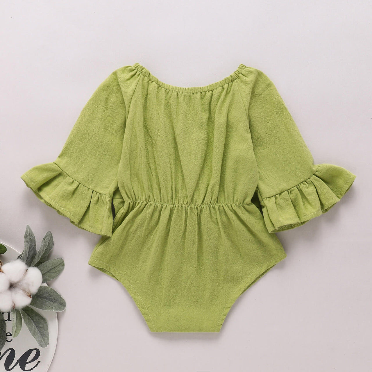 Baby Girl Bow Detail Flounce Sleeve Bodysuit - T - 6 SIZES - 1 COLOR -