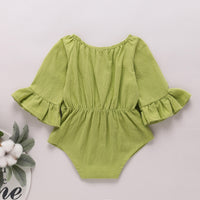 Thumbnail for Baby Girl Bow Detail Flounce Sleeve Bodysuit - T - 6 SIZES - 1 COLOR -