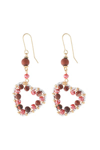 Thumbnail for Heart Beaded Drop Earrings - 5 COLORS -