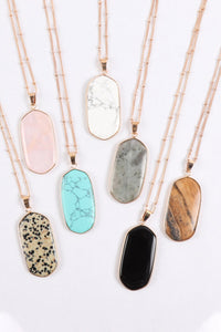 Thumbnail for Stone Pendant Charm Necklace - 8 COLORS -