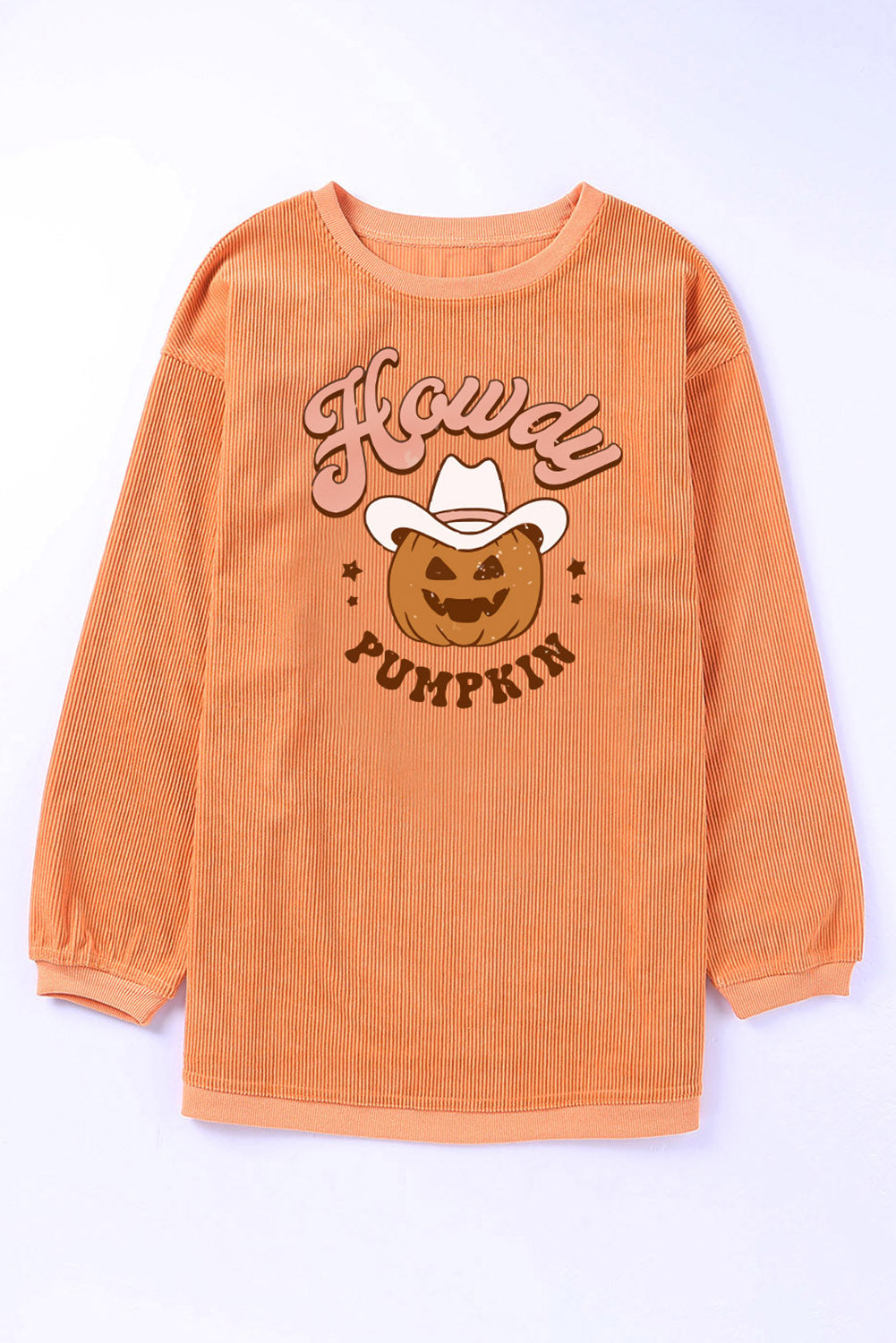 HOWDY Pumpkin Graphic Ribbed Sweatshirt - T - 1 COLOR -