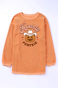 Thumbnail for HOWDY Pumpkin Graphic Ribbed Sweatshirt - T - 1 COLOR -