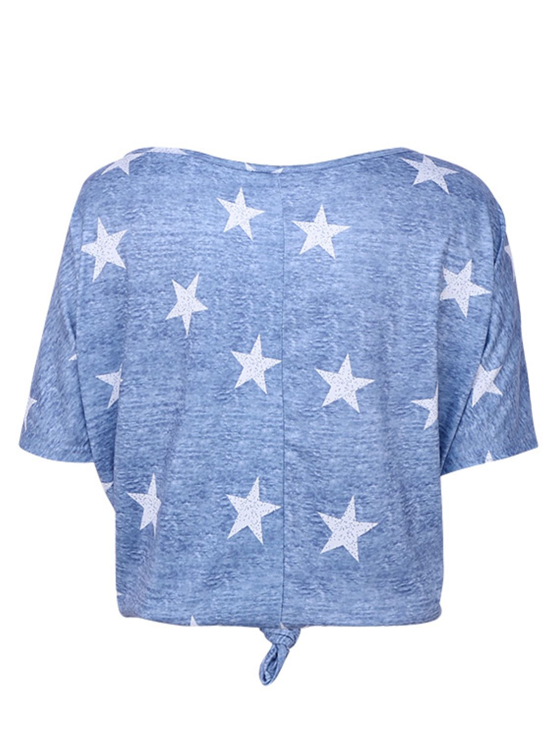 Star Print Short Sleeve T-Shirt - T - 1 COLOR -