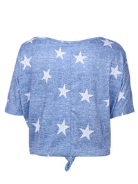 Thumbnail for Star Print Short Sleeve T-Shirt - T - 1 COLOR -