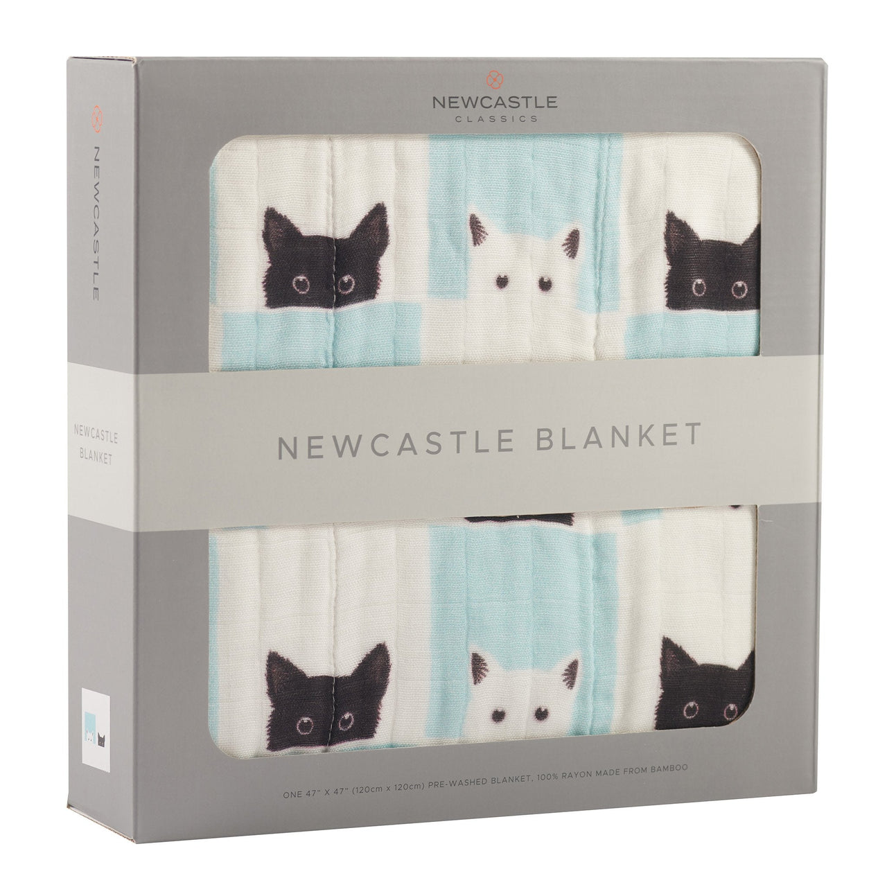 Peek-A-Boo Cats and White Bamboo Muslin Newcastle Blanket -