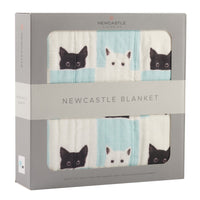 Thumbnail for Peek-A-Boo Cats and White Bamboo Muslin Newcastle Blanket -