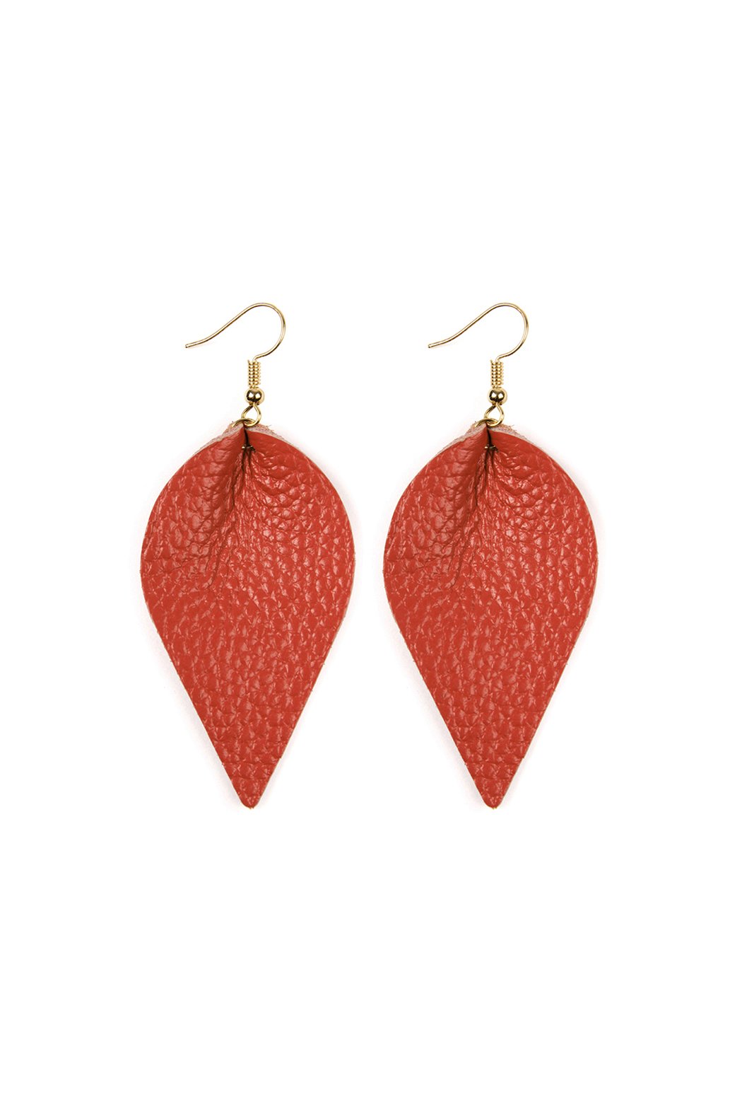 Teardrop Shape Pinched Leather Earrings - 18 COLORS -