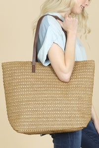 Thumbnail for Riah Fashion - Tan Straw Tote Bag - 1 COLOR -