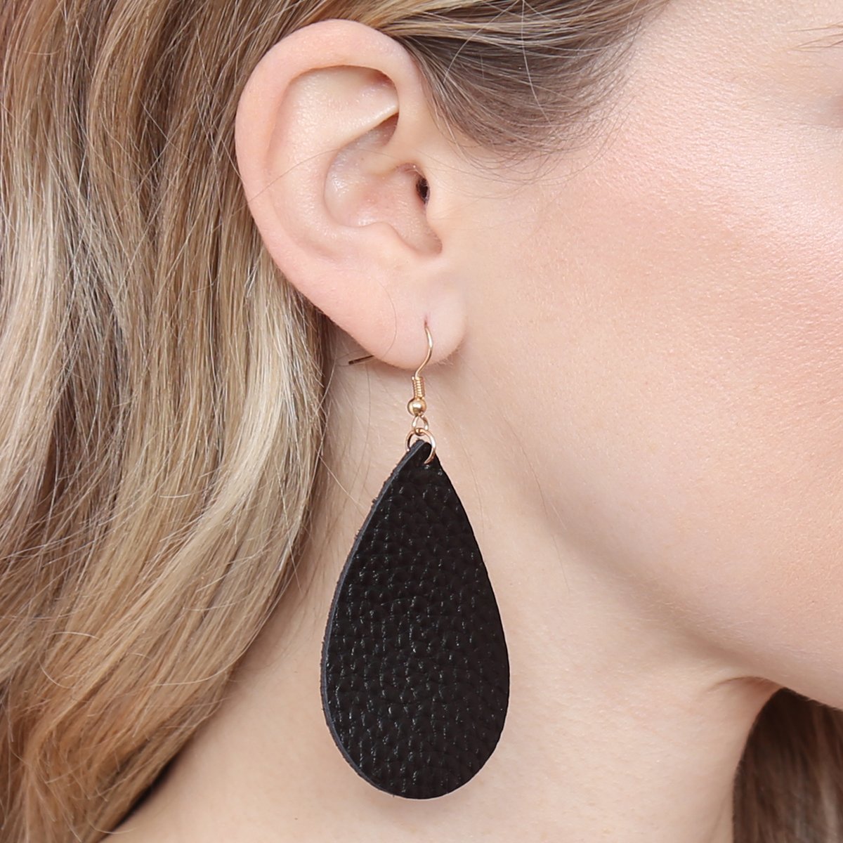 Teardrop Leather Earrings - 18 COLORS -