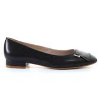 Thumbnail for Tassel Leather Square Toe Ballerina (Black)