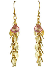 Thumbnail for Gena Myint - Pink Sapphire With Leaf Cascade Earrings -