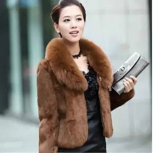 Sharon Tatem - Women Furry Short Faux Fox Fur Collar Jacket Overcoat - 7 COLORS -