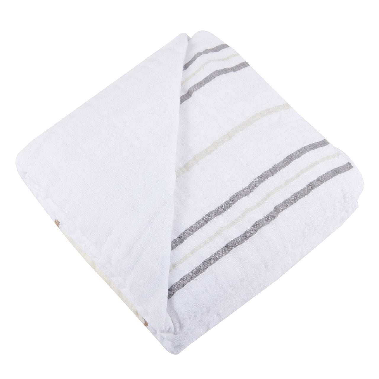 Newcastle - Teddy Bear and Grey Stripe Cotton Muslin Newcastle Blanket -