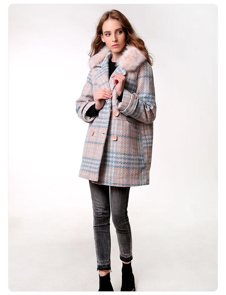 Luxury & Me - Double Breasted Coat - Plaid - 1 COLOR -