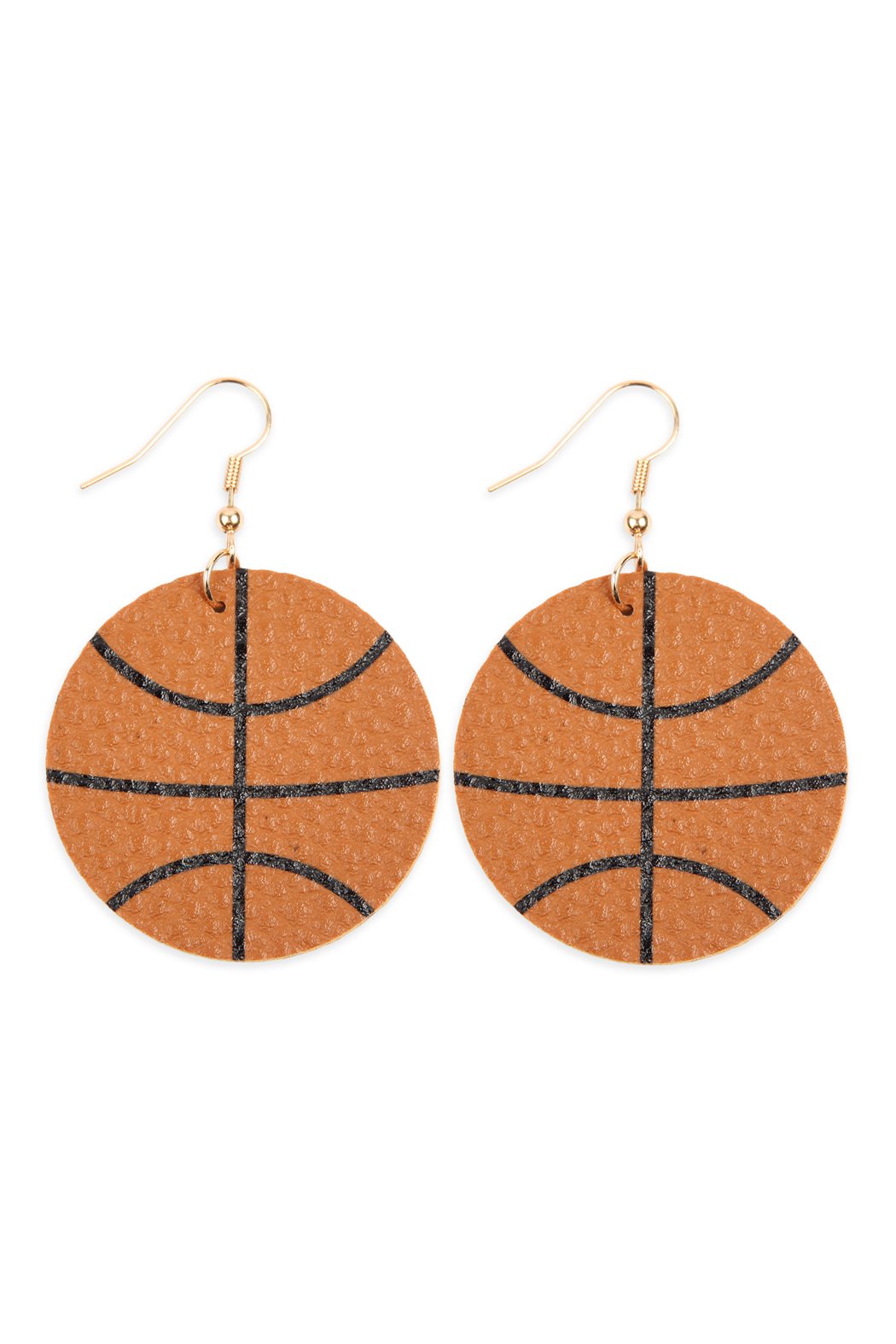 Riah Fashion - Sports Leather Round Drop Earrings - 2 SPORTS