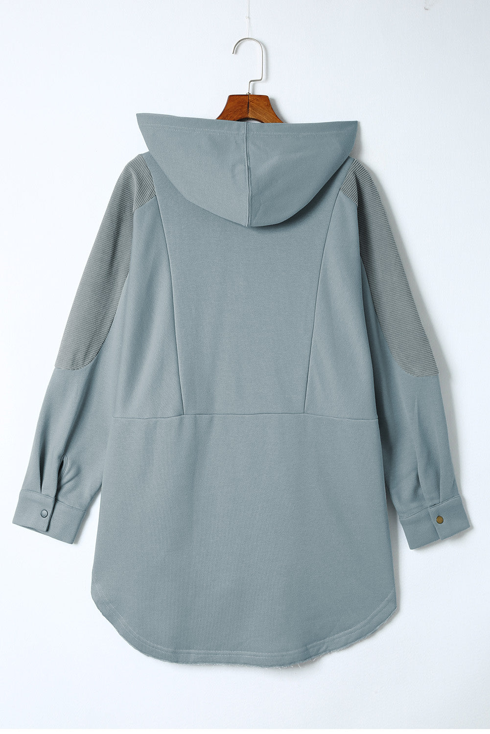 Long Sleeve Buttoned Hoodie with Pockets - T - 2 COLORS -